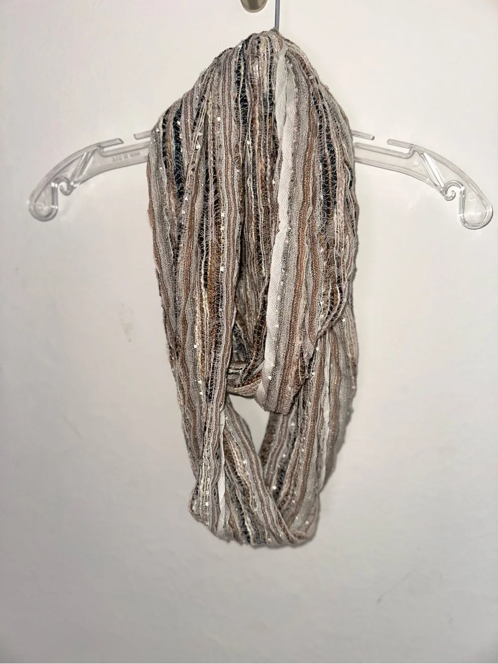 Croft & Barrow Metallic Open Knit Infinity Scarf - Brown Cream Neutral